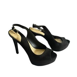 Jessica Simpson Chic Black Suede Slingback Heels